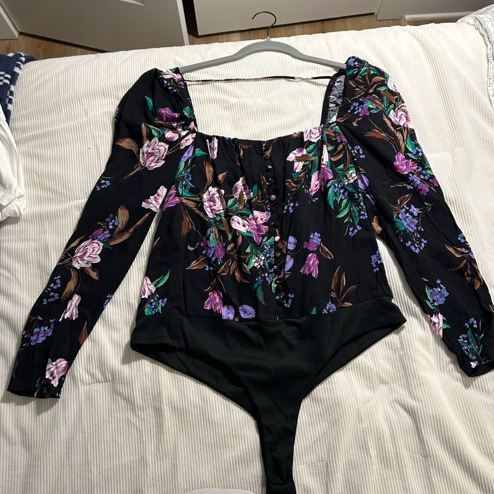 AFRM Black Floral Bodysuit